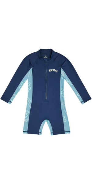 2026 Rip Curl Junior Ride The Wave UPF Long Sleeve Sunsuit 129TRV - Light Navy
